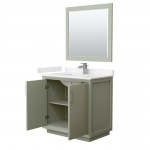 Strada 36" Green Single Vanity, Marble Top, Sink, Nickel Trim, 34" Mirror