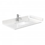 Strada 36" White Single Vanity, Marble Top, Sink, Bronze Trim, 34" Mirror