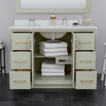 Strada 48" Green Single Vanity, White Marble Top, Sink, Black Trim, 46" Mirror