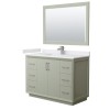 Strada 48" Green Single Vanity, White Marble Top, Sink, Nickel Trim, 46" Mirror