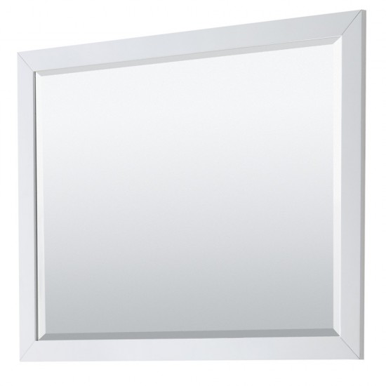 Strada 48" White Single Vanity, White Marble Top, Sink, Bronze Trim, 46" Mirror