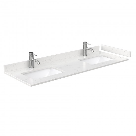 Strada 60" Gray Double Vanity, Carrara Marble Top, Sink, Nickel Trim, 58" Mirror