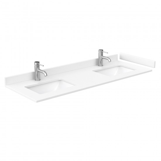 Strada 60" White Double Vanity, White Marble Top, Sink, Black Trim, 58" Mirror