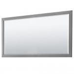Strada 72" Gray Double Vanity, White Marble Top, Sink, Black Trim, 70" Mirror