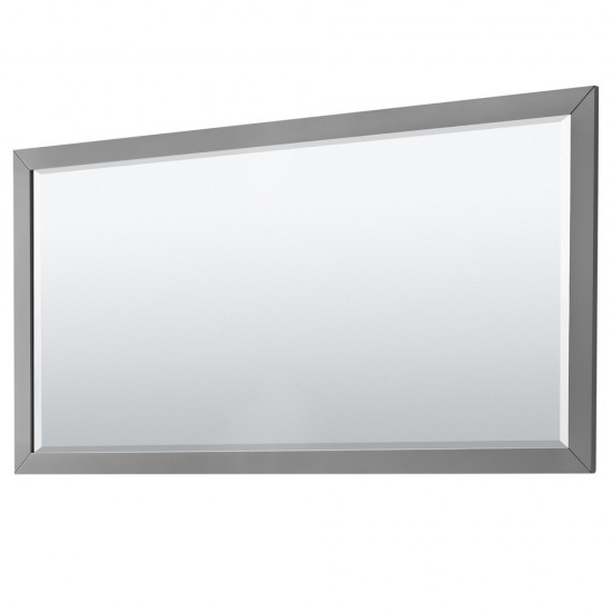 Strada 72" Gray Double Vanity, White Marble Top, Sink, Black Trim, 70" Mirror