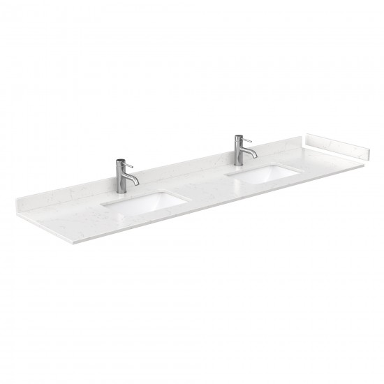 Strada 84" White Double Vanity, Carrara Marble Top, Sink, Black Trim, 70" Mirror