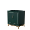 Marlena 30 Inch Single Vanity in Green, No Top, No Sink, Satin Bronze Trim