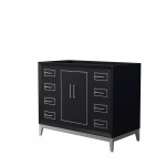 Marlena 42 Inch Single Vanity in Black, No Top, No Sink, Brushed Nickel Trim