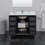 Marlena 42 Inch Single Vanity in Black, No Top, No Sink, Brushed Nickel Trim