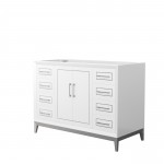 Marlena 48 Inch Single Vanity in White, No Top, No Sink, Brushed Nickel Trim