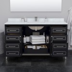 Marlena 60 Inch Single Vanity in Black, No Top, No Sink, Brushed Nickel Trim