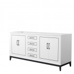 Marlena 72 Inch Double Vanity in White, No Top, No Sink, Matte Black Trim