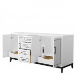 Marlena 72 Inch Double Vanity in White, No Top, No Sink, Matte Black Trim