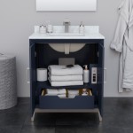 Marlena 30 " Single Vanity in Blue, White Carrara Marble Top, Sink, Nickel Trim