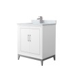 Marlena 30 " Single Vanity in White, White Carrara Marble Top, Sink, Nickel Trim