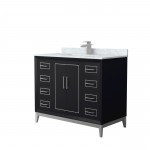 Marlena 42 " Single Vanity in Black, White Carrara Marble Top, Sink, Nickel Trim