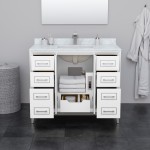 Marlena 42 " Single Vanity in White, White Carrara Marble Top, Sink, Nickel Trim
