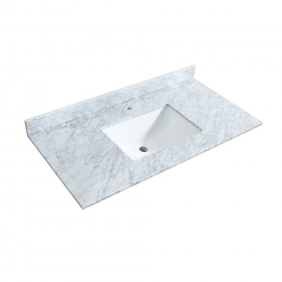 Marlena 42 " Single Vanity in White, White Carrara Marble Top, Sink, Nickel Trim
