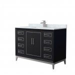 Marlena 48 " Single Vanity in Black, White Carrara Marble Top, Sink, Nickel Trim