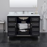 Marlena 48 " Single Vanity in Black, White Carrara Marble Top, Sink, Nickel Trim