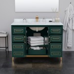 Marlena 48 " Single Vanity in Green, White Carrara Marble Top, Sink, Bronze Trim