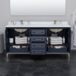 Marlena 72 " Double Vanity in Blue, White Carrara Marble Top, Sinks, Nickel Trim