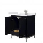 Marlena 30 " Single Vanity in Black, White Marble Top, Sink, Nickel Trim