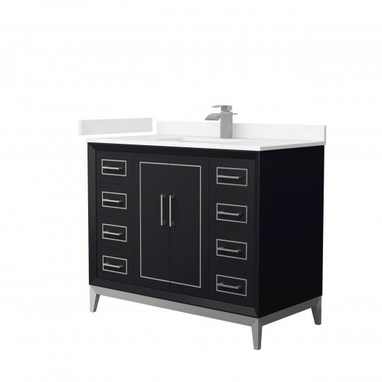 Marlena 42 " Single Vanity in Black, Carrara Marble Top, Sink, Nickel Trim