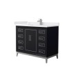 Marlena 42 " Single Vanity in Black, White Marble Top, Sink, Nickel Trim