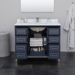 Marlena 42 " Single Vanity in Dark Blue, Carrara Marble Top, Sink, Nickel Trim