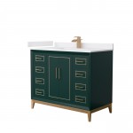 Marlena 42 " Single Vanity in Green, White Marble Top, Sink, Bronze Trim