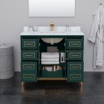 Marlena 42 " Single Vanity in Green, White Marble Top, Sink, Bronze Trim