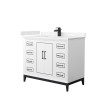 Marlena 42 " Single Vanity in White, Carrara Marble Top, Sink, Black Trim