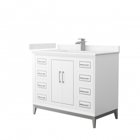 Marlena 42 " Single Vanity in White, Carrara Marble Top, Sink, Nickel Trim