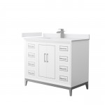 Marlena 42 " Single Vanity in White, White Marble Top, Sink, Nickel Trim