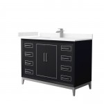 Marlena 48 " Single Vanity in Black, Carrara Marble Top, Sink, Nickel Trim