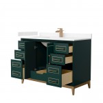 Marlena 48 " Single Vanity in Green, Carrara Marble Top, Sink, Bronze Trim