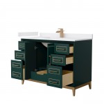 Marlena 48 " Single Vanity in Green, White Marble Top, Sink, Bronze Trim