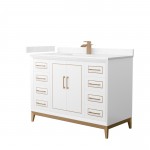 Marlena 48 " Single Vanity in White, Carrara Marble Top, Sink, Bronze Trim