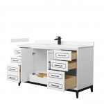 Marlena 60 " Single Vanity in White, Carrara Marble Top, Sink, Black Trim