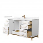 Marlena 60 " Single Vanity in White, Carrara Marble Top, Sink, Bronze Trim