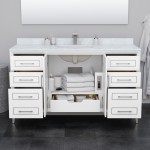 Marlena 60 " Single Vanity in White, White Marble Top, Sink, Bronze Trim