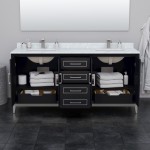 Marlena 72 " Double Vanity in Black, Carrara Marble Top, Sinks, Nickel Trim