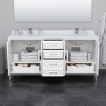 Marlena 72 " Double Vanity in White, Carrara Marble Top, Sinks, Black Trim