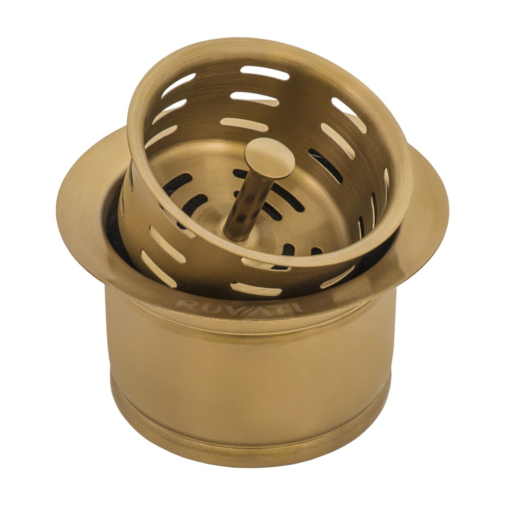 Ruvati Extended Garbage Disposal Flange with Deep Basket Strainer Matte Gold