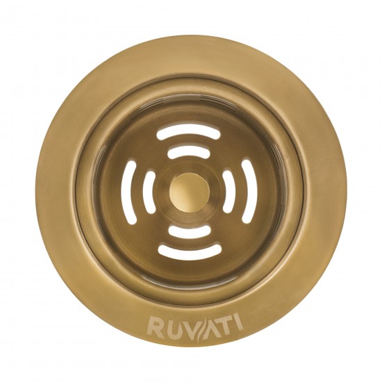 Ruvati Extended Garbage Disposal Flange with Deep Basket Strainer Matte Gold