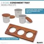 Ruvati Condiment Tray 3 Bowl Serving Board for Workstation Sinks