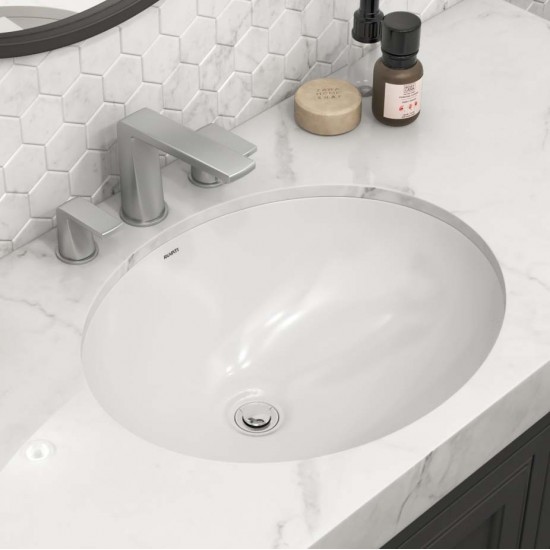Ruvati Krona 19-1/2 x 16 inch Undermount Porcelain Bathroom Sink - White