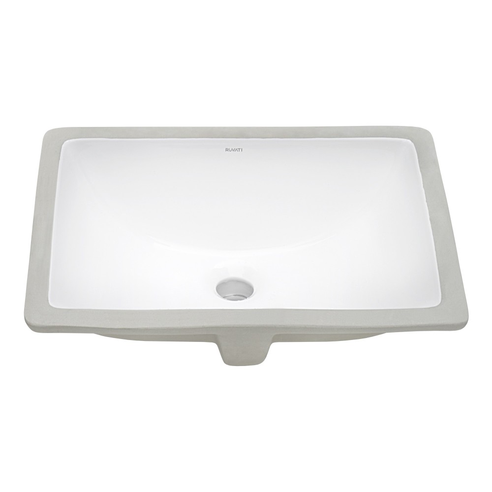 Ruvati Krona 18-1/2 x 13-3/4 inch Undermount Porcelain Bathroom Sink - White