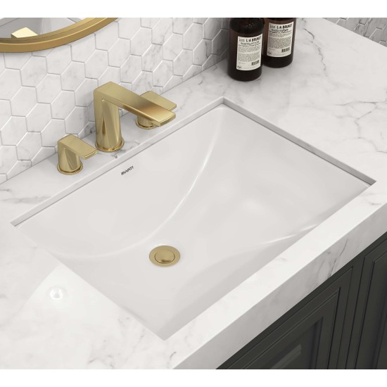 Ruvati Krona 18-1/2 x 13-3/4 inch Undermount Porcelain Bathroom Sink - White